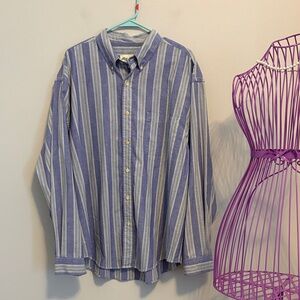 Eddie Bauer Blue and White Striped Casual Shirt